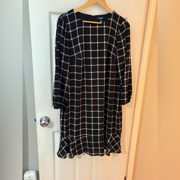 Chaps Ralph Lauren long sleeve plaid checkered midi dress size 12 - Picture 3 of 10